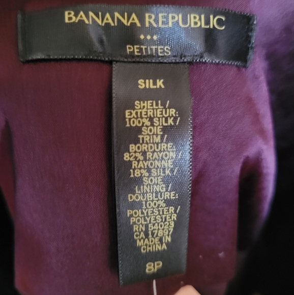 Banana Republic Purple Silk & Black Velvet Trim Party Cocktail Evening Dress 8P - Picture 4 of 4